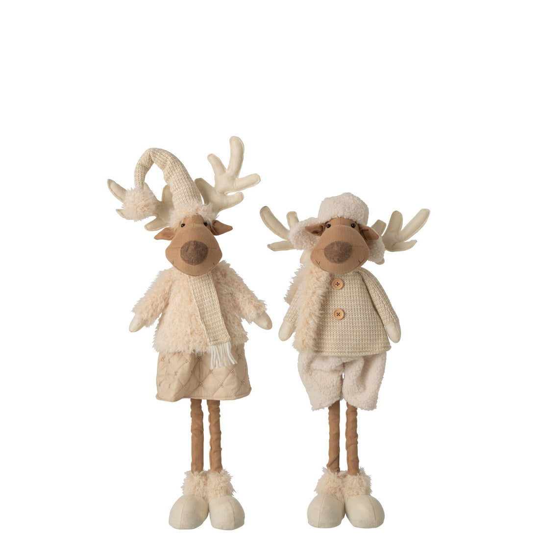 Rendier Deco Polyester Beige H82cm Set van 2 J-Line
