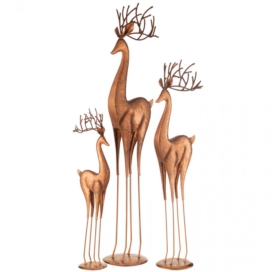 Rendier Op Voet Metaal Koper Medium - Kerstdecoratie - J-Line - livinglovely.nl