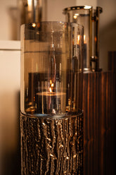 Rezy BrownGold Big Floor Stormlight Amber Luster L PTMD - Kandelaar - PTMD - livinglovely.nl