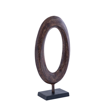 Rhubie Brown oval alu casted statue on base long PTMD - Ornament - PTMD - livinglovely.nl