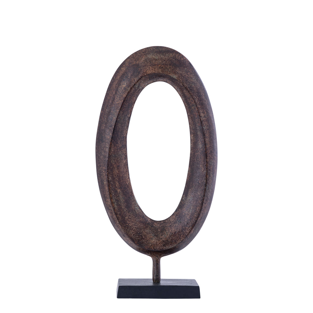 Rhubie Brown oval alu casted statue on base long PTMD - Ornament - PTMD - livinglovely.nl