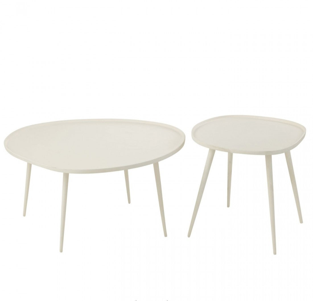 Set Van Twee Bijzettafels Vinta Aluminium Wit J-Line