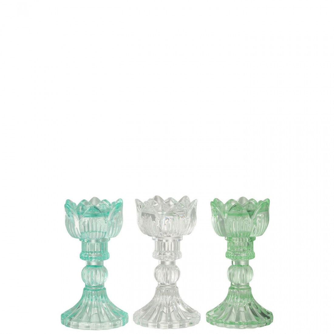 Kandelaar Roos Koud Glas Mix Set van 3 J-Line