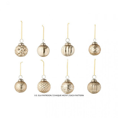 Doos Van 40 Kerstbal 8 Patronen Glas Goudkleurig J-Line