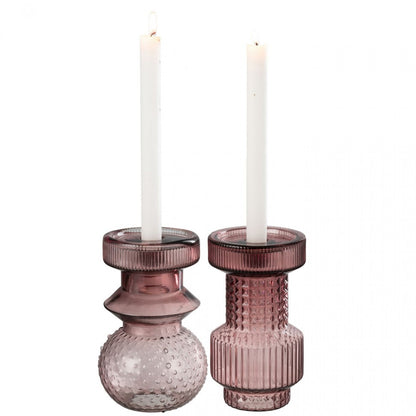 Kaarshouder Geometrisch Glas Rose Set van 2 J-Line
