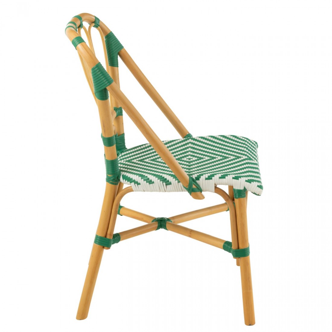 Stoel Rotan Donkergroen/Wit J-Line