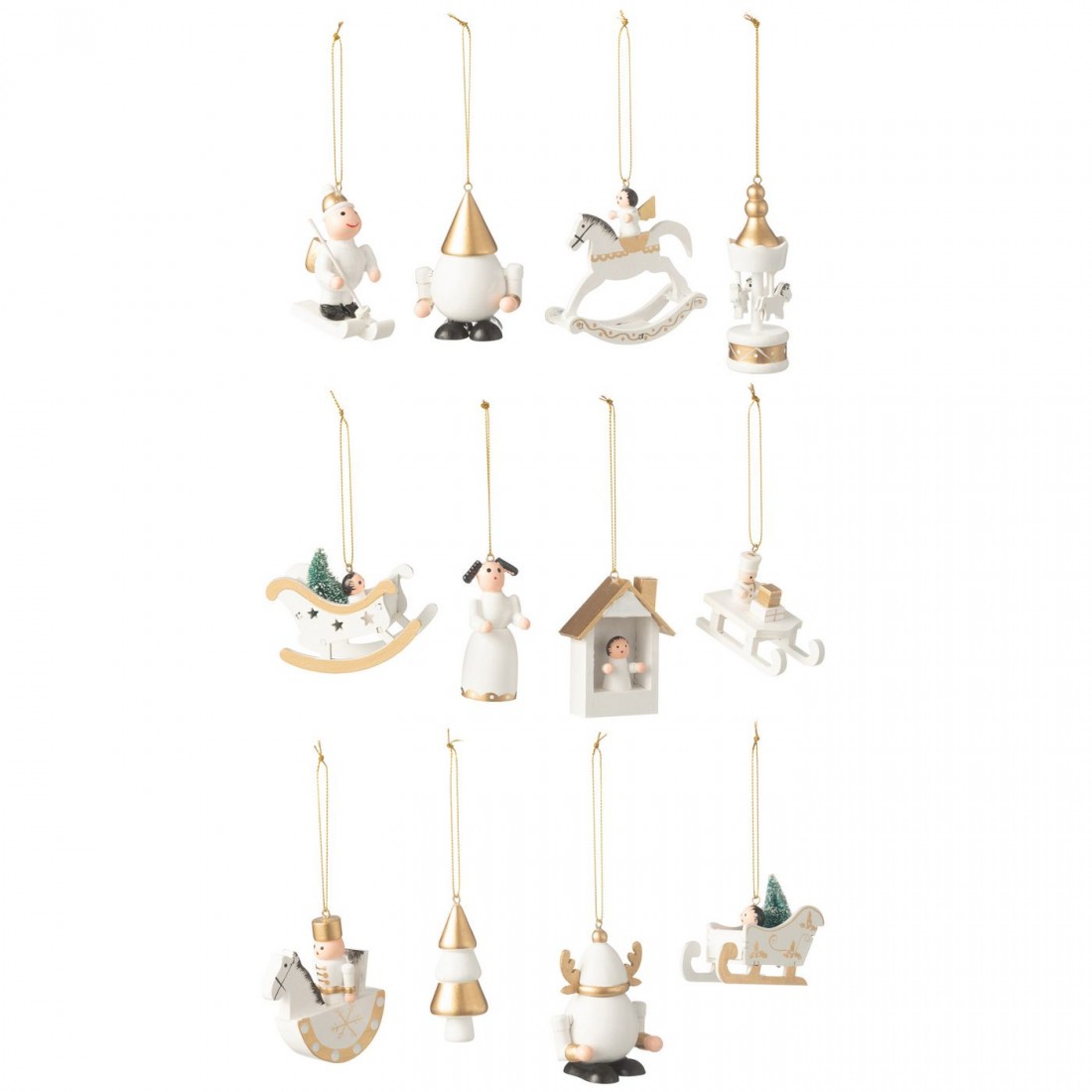 Doos Met 12 Hangers Hout Wit/Goud J-Line