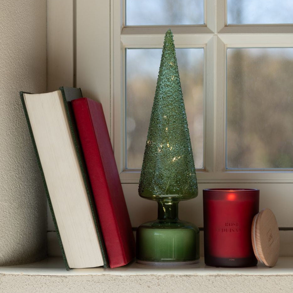 Kerstboom Led Draaiend Glas Groen Set van 2 J-Line