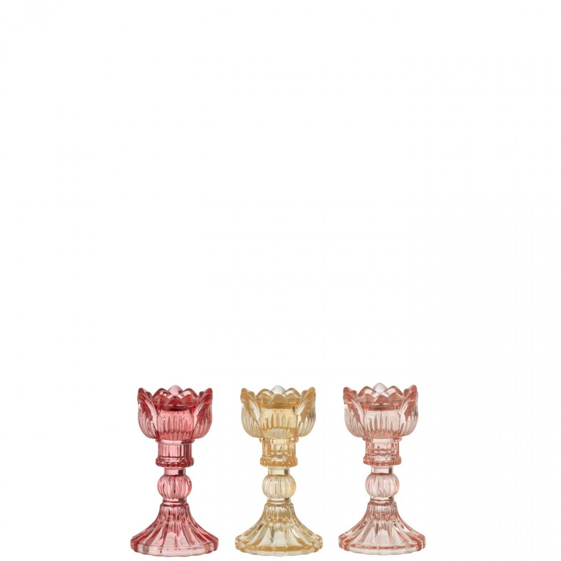 Kandelaar Roos Warm Glas Mix Set van 3 J-Line