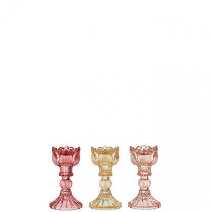 Kandelaar Roos Warm Glas Mix Set van 3 J-Line