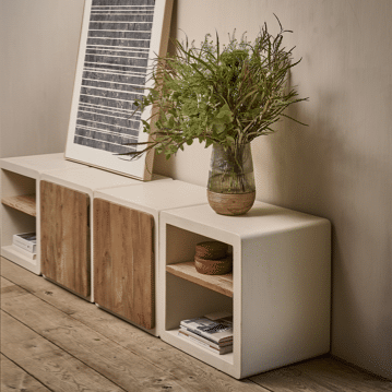 ARBRE - Windlicht/vaas - Mango hout / glas - DIA 22 x H 33 cm - Naturel Pomax