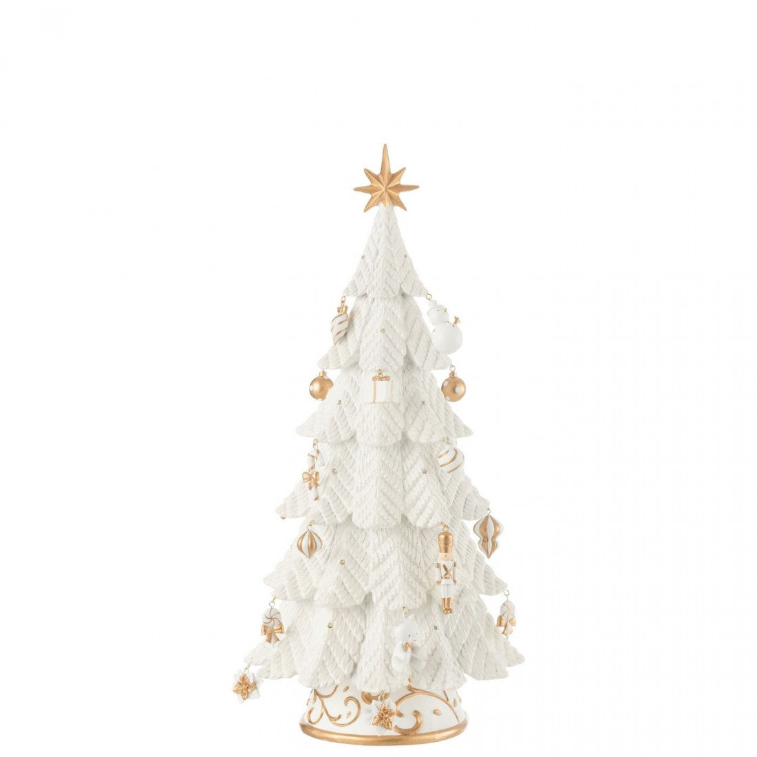 Kerstboom Led Ornamenten Resine Wit/Goud Small H51,5cm j-Line