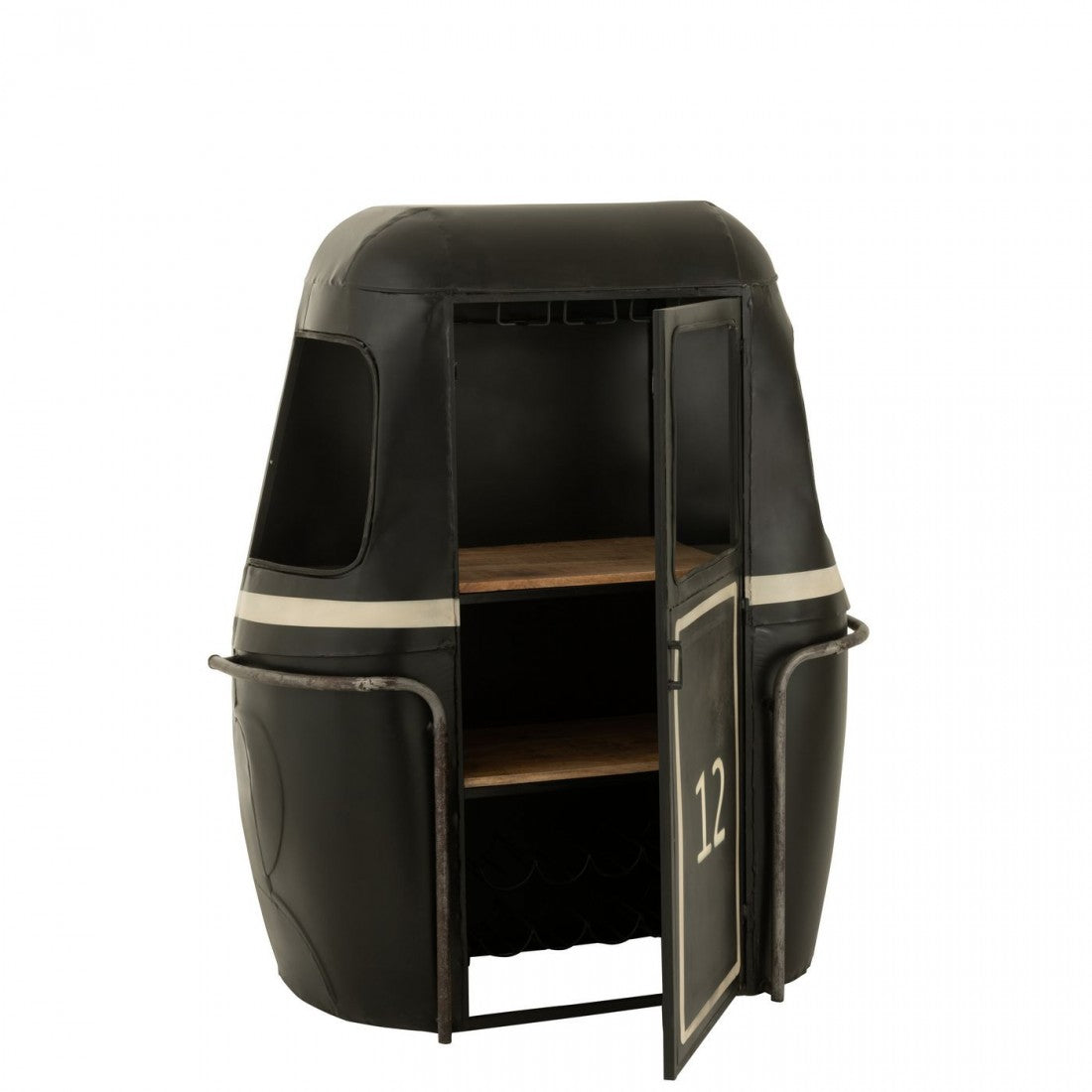 Barmeubel Kabelwagen Ijzer/Mangohout Zwart/Wit J-Line