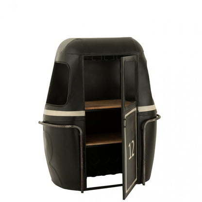 Barmeubel Kabelwagen Ijzer/Mangohout Zwart/Wit J-Line