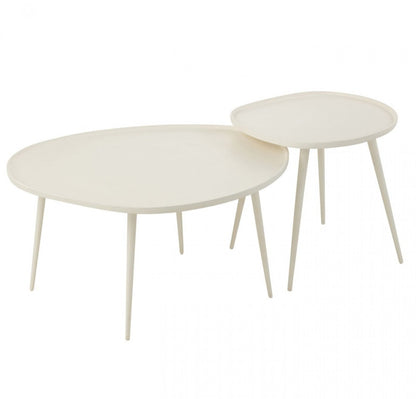 Set Van Twee Bijzettafels Vinta Aluminium Wit J-Line