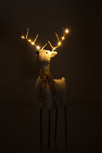 Rendier Sjaal Polyester Wit/Goudkleurig Set van 2 H75cm J-Line