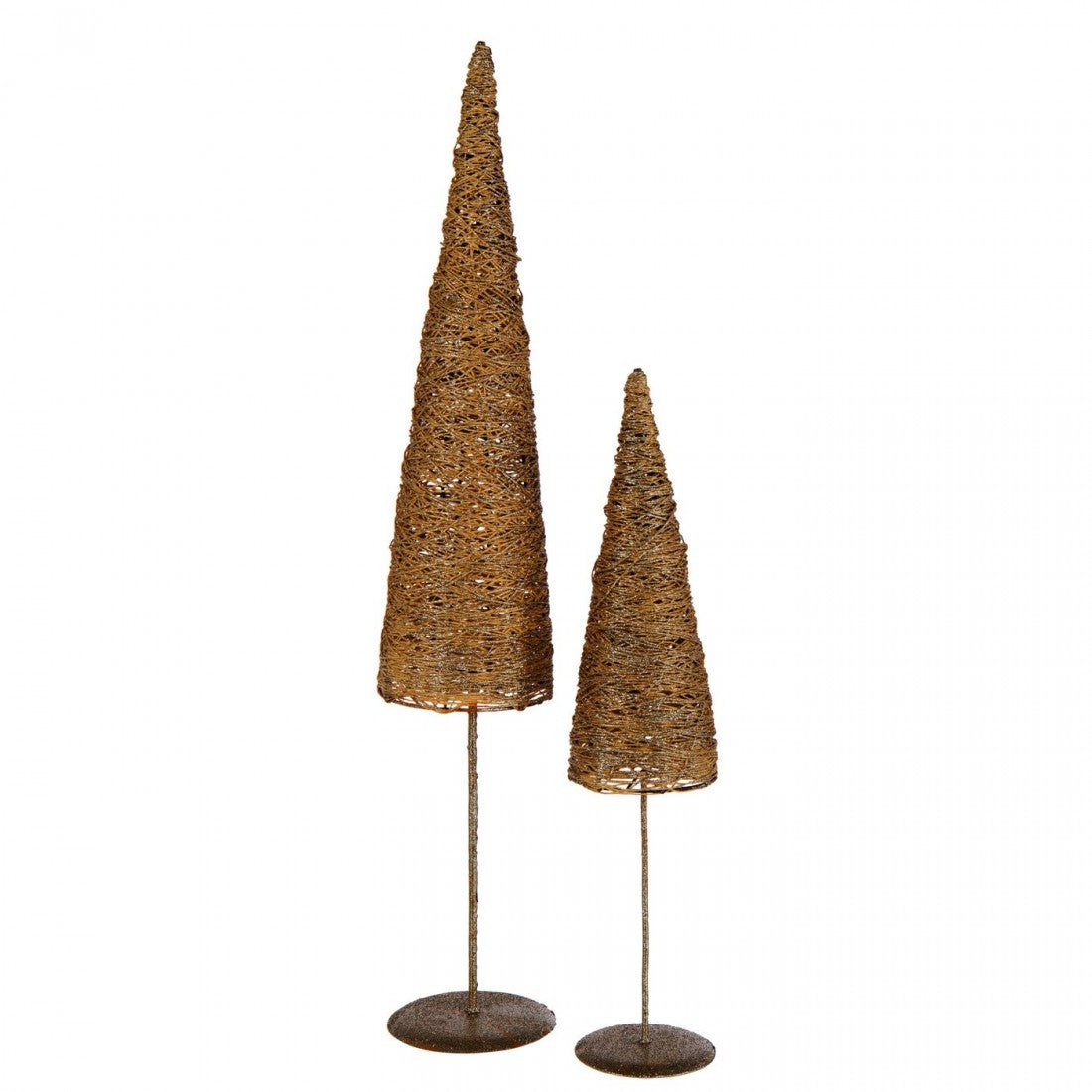 Weihnachtsbaum auf Fuß Metall/Papier goldfarben 2er-Set J-Line