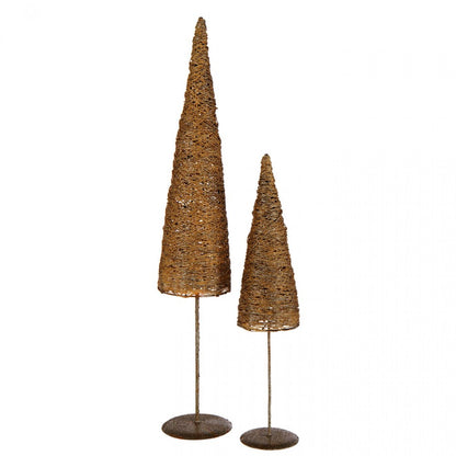 Kerstboom Op Voet Metaal/Papier Goudkleurig Set van 2 J-Line