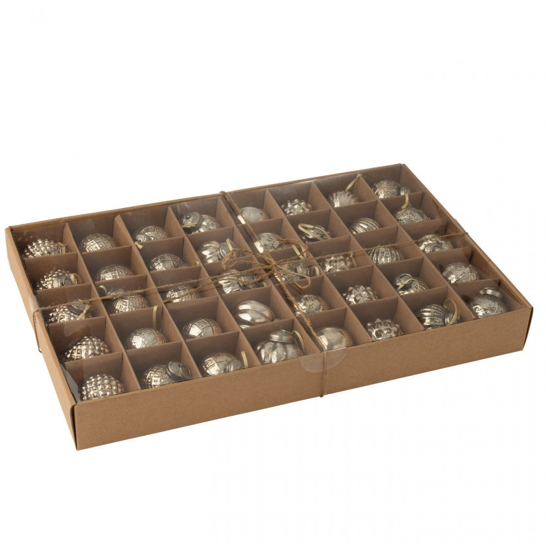 Doos Van 40 Kerstbal 8 Patronen Glas Goudkleurig J-Line