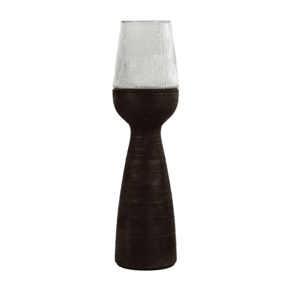 Arbre - Windlicht/vaas - Mango hout / glas - DIA 22 x H 72 cm - Donkerbruin Pomax