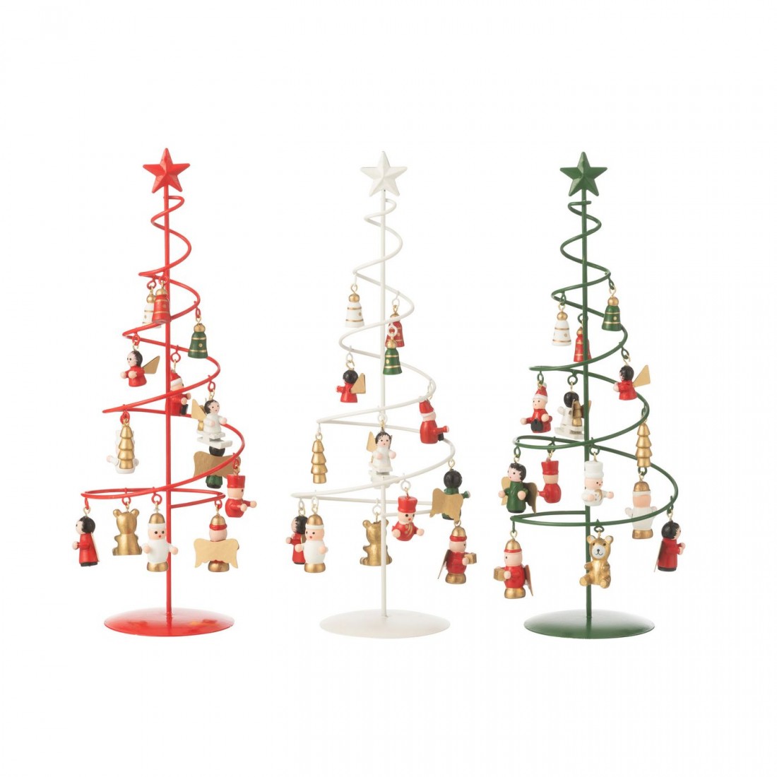 Kerstboom + Figuurtjes Draaiend Metaal Mix Set van 3 J-Line