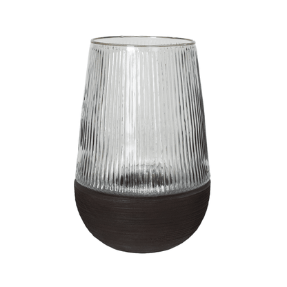 Arbre - Windlicht/vaas - Mango hout / glas - DIA 22 x H 82 cm - Donkerbruin Pomax