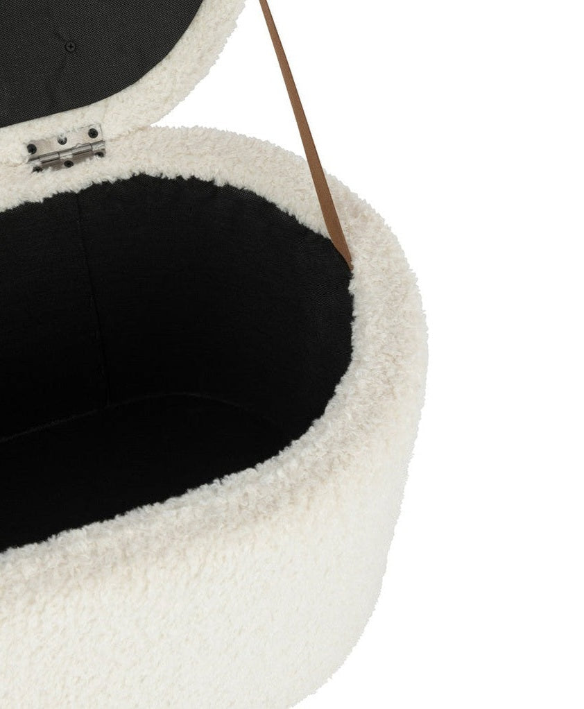 Hocker Stauraum Teddy Polyester Weiß J-Line