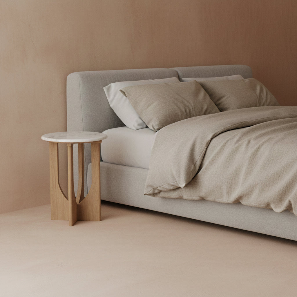 Kuching Bijzettafel Marmer Wit Raw Materials