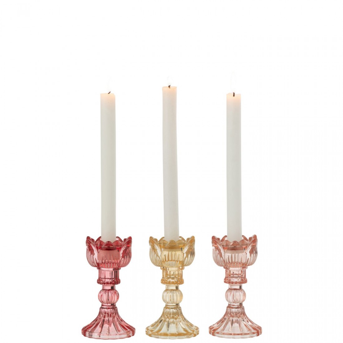 Kandelaar Roos Warm Glas Mix Set van 3 J-Line
