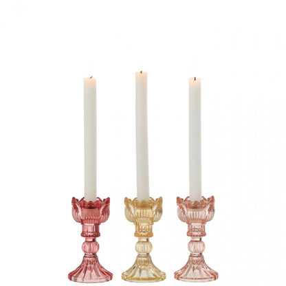 Kandelaar Roos Warm Glas Mix Set van 3 J-Line
