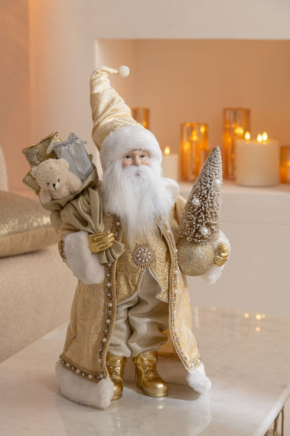 Kerstman Deco Resine/Textiel Goud H50cm J-Line