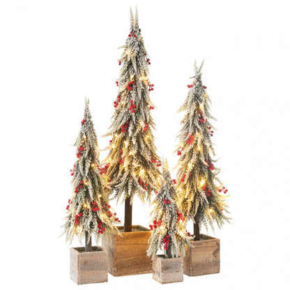 Kerstboom + Led Kunststof Sneeuw Groen/Rood Medium H60cm J-Line