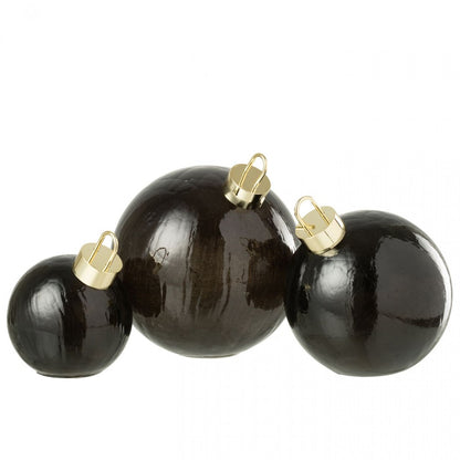 Kerstbal Led Glas Zwart Set van 3 J-Line