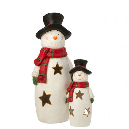 Theelichthouder Sneeuwpop Sjaal + Hoed Magnesium Meerkleurig Large J-Line