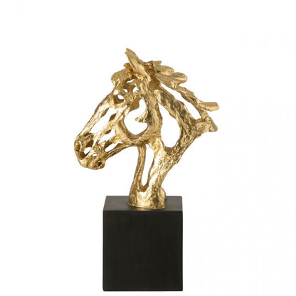 Paard Op Voet Polyresin Goudkleurig/Zwart Large J-Line
