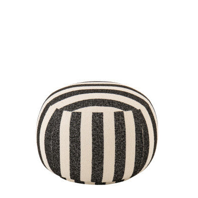 Poef Gestreept Multiplex Zwart/Gebroken Wit J-Line