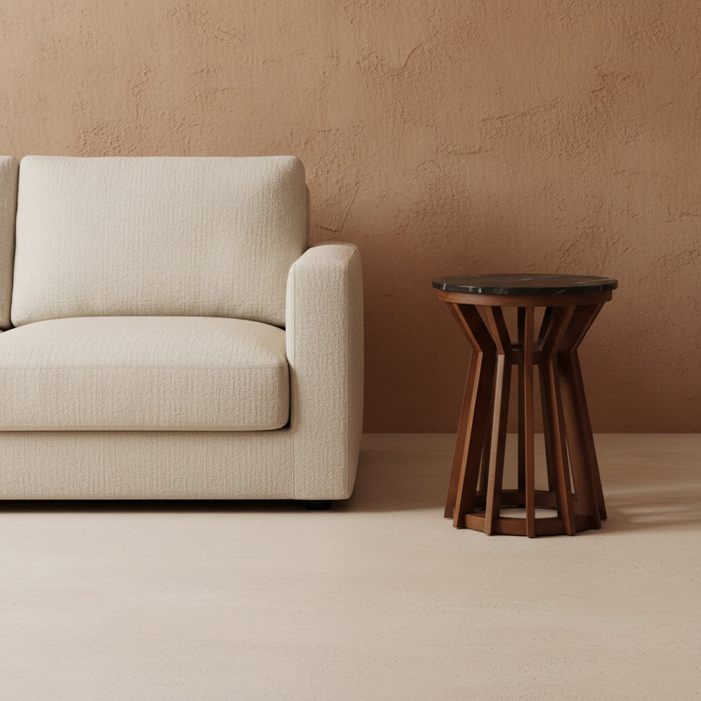 Sabah Bijzettafel Marmer Zwart – 40x40x50 cm Raw Materials