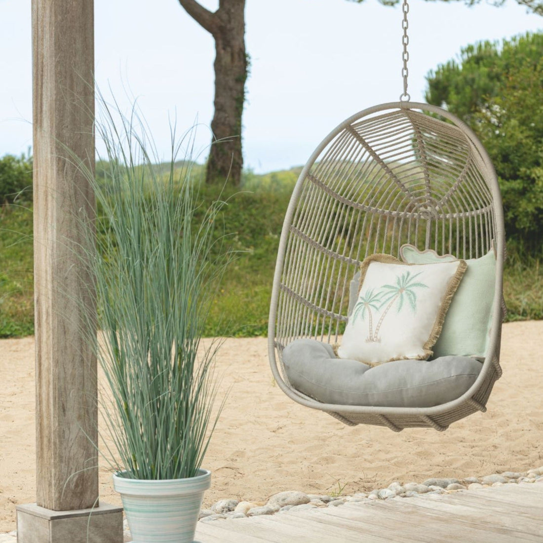 Hangstoel Egga Metaal/Koord Beige J-Line
