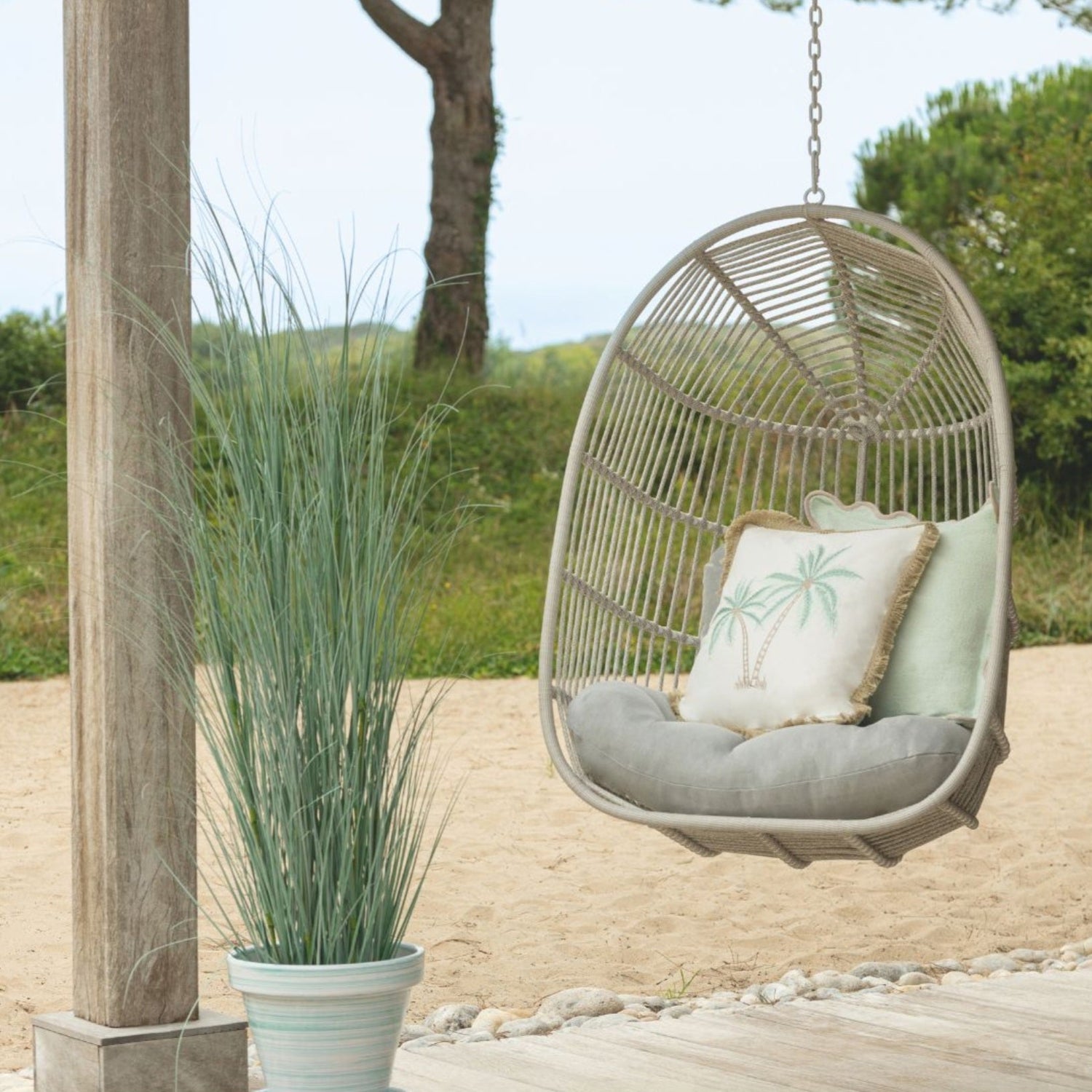 Hangstoel Egga Metaal/Koord Beige J-Line