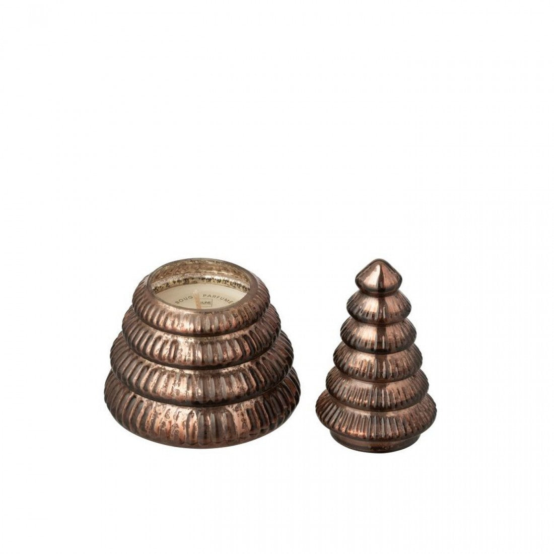 Geurkaars Boom Geribbeld Glas Bruin Small J-Line