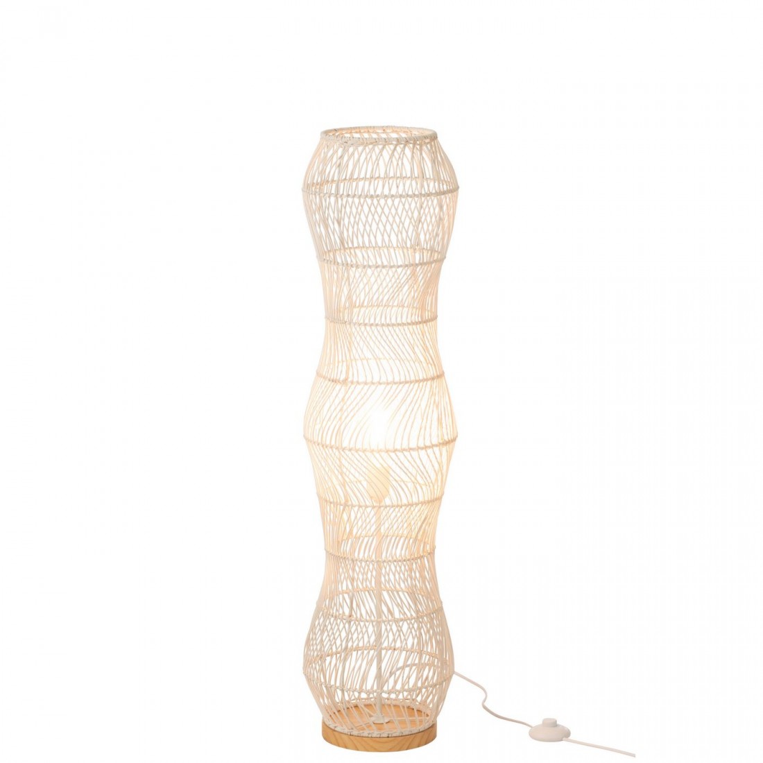 Vloerlamp Rotan Metaal Getwist Wit H101cm  J-Line