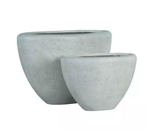 Dashima Cream GRC Pot High Oval Set Of 2 PTMD