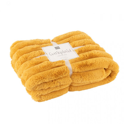 Plaid Large Corduroy Polyester Oker 180cmx130cm J-line