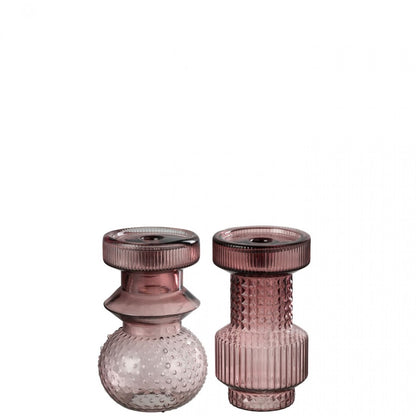 Kaarshouder Geometrisch Glas Rose Set van 2 J-Line