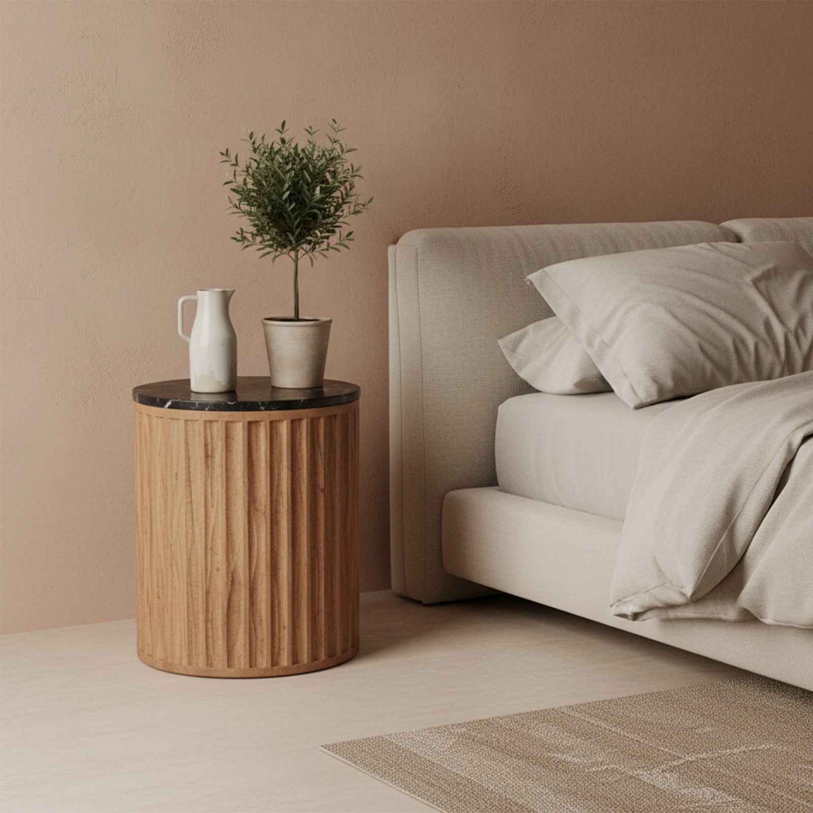 Ronde Bijzettafel Langkawi Marmer Zwart Raw Materials