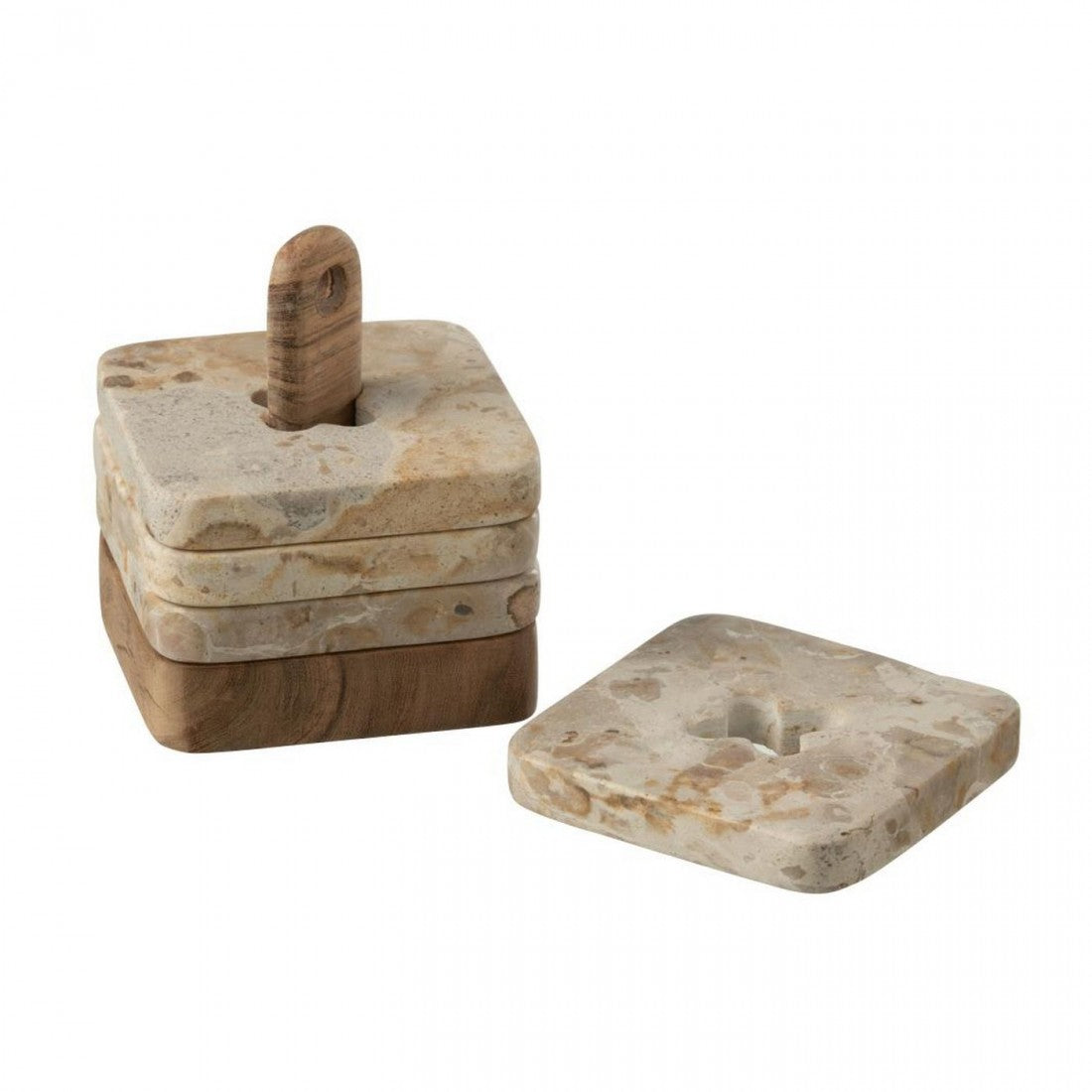 Doos Van 4 Onderzetter Marmer Naturel/Beige J-Line
