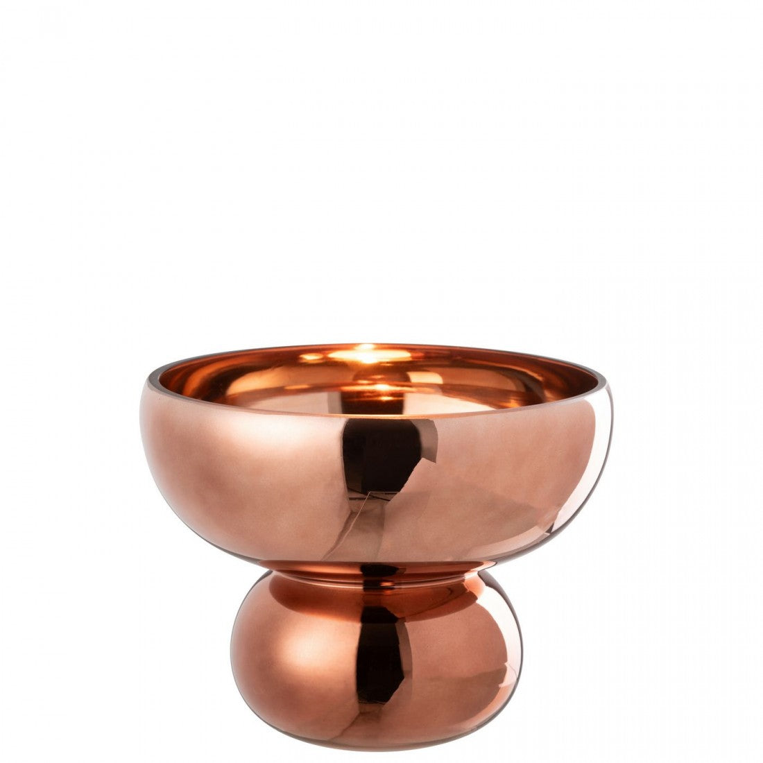 Windlicht Op Voet Afgerond Glas Bruin J-Line