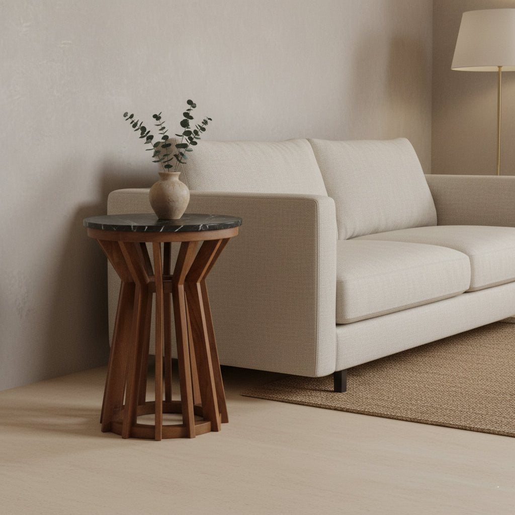 Sabah Bijzettafel Marmer Zwart – 40x40x50 cm Raw Materials