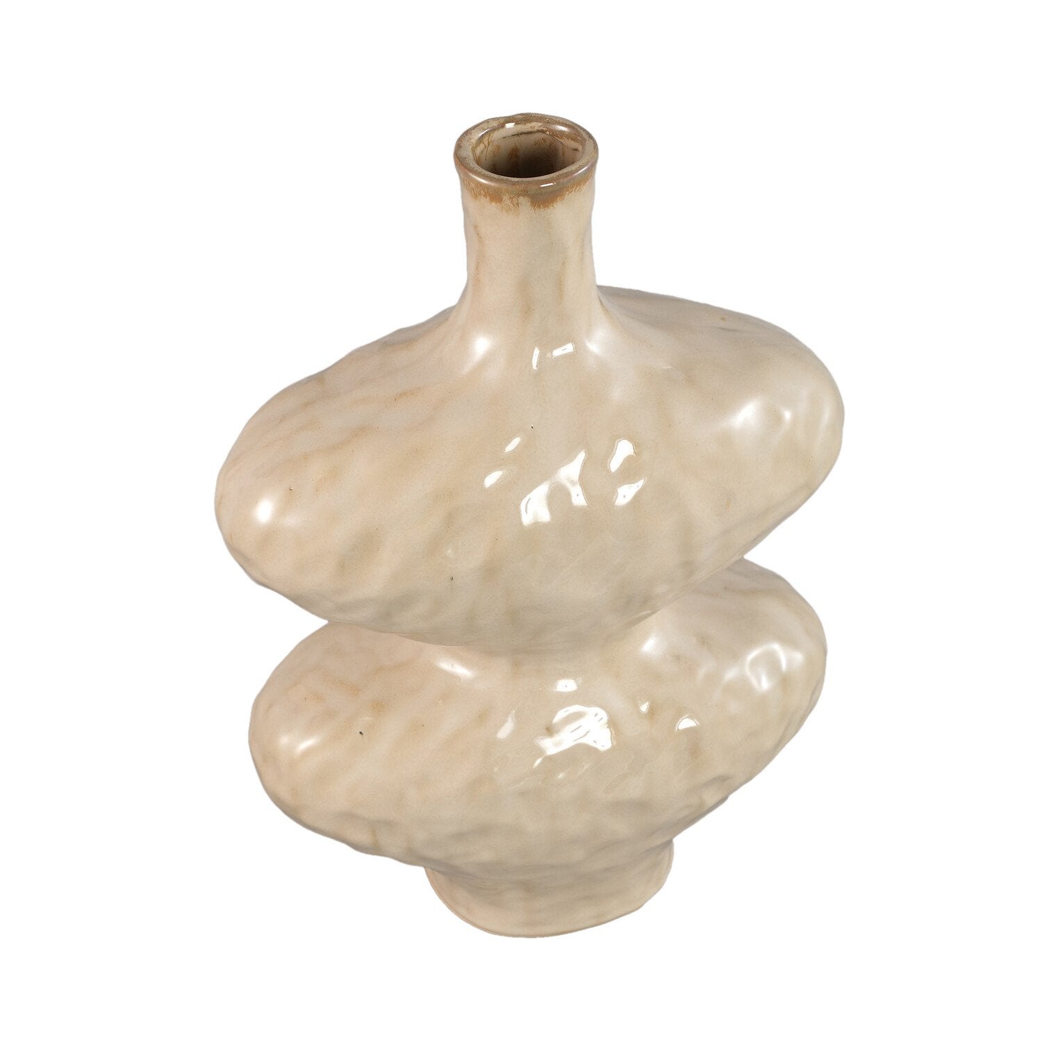 Chelsean Cream Ovaal Bulby Shaped Ceramic Vaas L 28x16x40cm PTMD