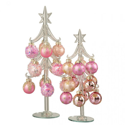 Kerstboom + Ballen Glas Roze/Transparant Small J-Line